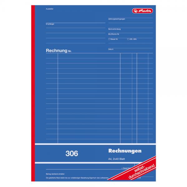 Herlitz Rechnungsbuch 306 / A4 / 2x 40 Blatt / selbstdurchschreibend