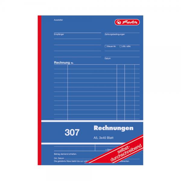 Herlitz Rechnungsbuch 307 / A5 / 3x 40 Blatt / selbstdurchschreibend