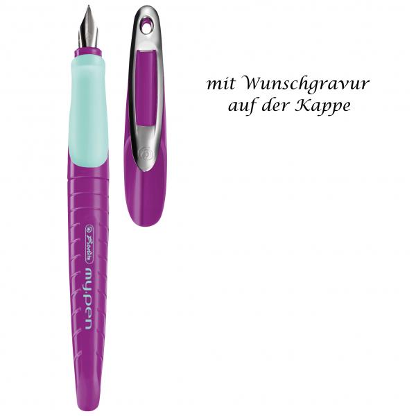 Herlitz Schulfüllhalter mit Gravur / Füller "my.pen" / Farbe: lila/minze