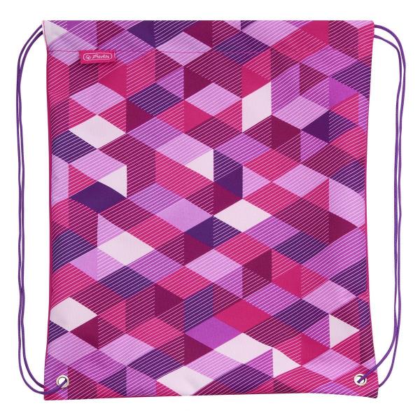 Herlitz Schulranzen Set "Pink Cubes" / mit Sporttasche, Stiftebox, Heftbox