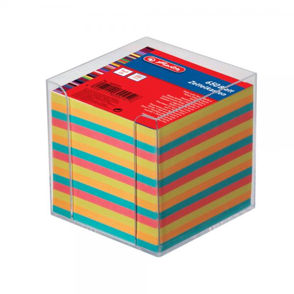 Herlitz Zettelbox / incl. 650 Bl. Notizblätter / 9x9x9cm / Farbe: transparent