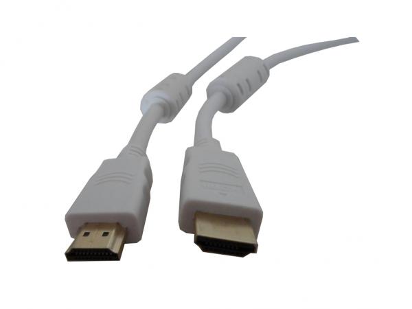 High Speed HDMI 1.4 Kabel vergoldet 1,50m mit 2 Ferritkerne weiß