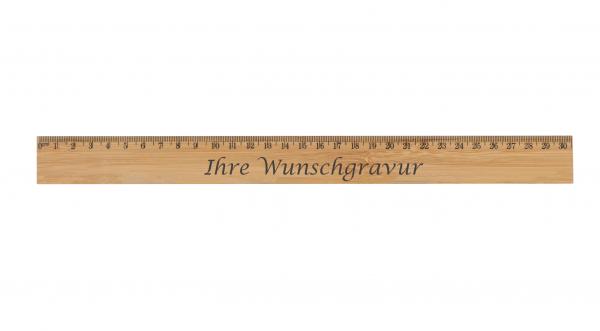 Holz-Lineal aus Bambus mit Gravur / Länge: 30cm