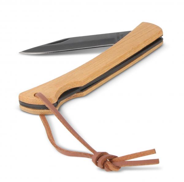 Holz Taschenmesser mit Gravur / aus Bambus