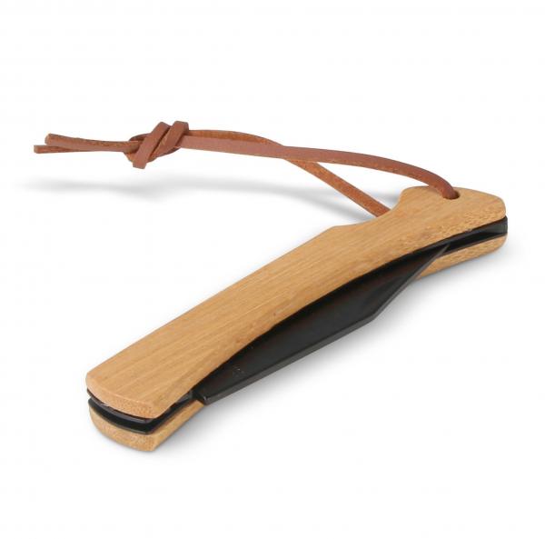 Holz Taschenmesser mit Gravur / aus Bambus