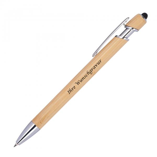 Holz-Touchpen-Kugelschreiber mit Gravur / aus Bambus