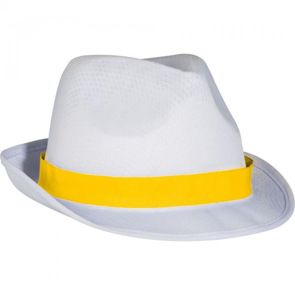 Hut / Sommerhut / Farbe: weiß mit gelben Band