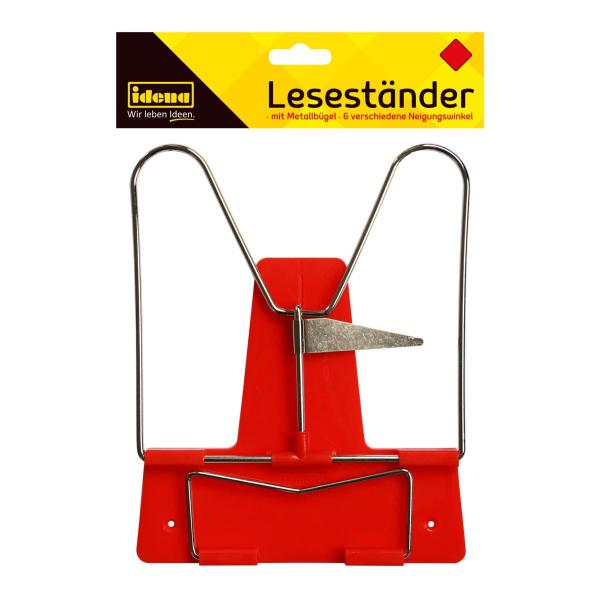 Idena Leseständer / Buchhalter / Buchständer / mit Metallbügel / Farbe: rot