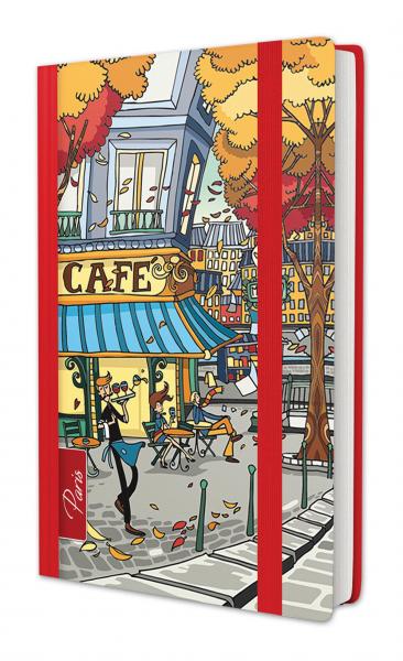 Kladde / Notizbuch / ca. A7 / 100 Blatt / liniert / 70g/m² / "Paris Cafe"