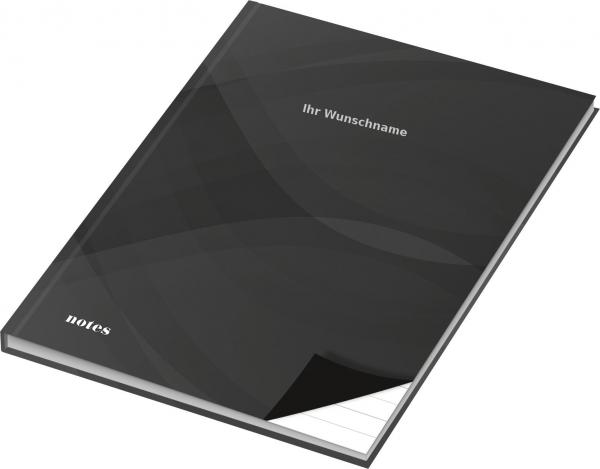 Kladde / Notizbuch A5 / liniert / Farbe: schwarz mit silber gefärbter Gravur