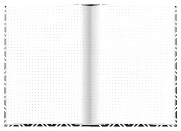 Kladde mit Namensgravur - Notizbuch - A5 - dotted - black & white Collier