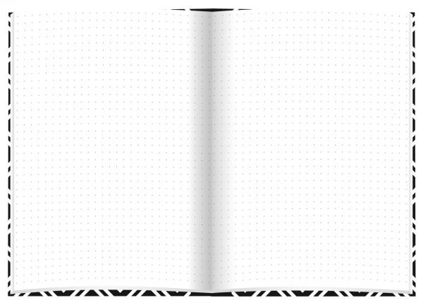 Kladde mit rotgefärbter Gravur / Notizbuch A5 / dotted / "black & white Flowers"