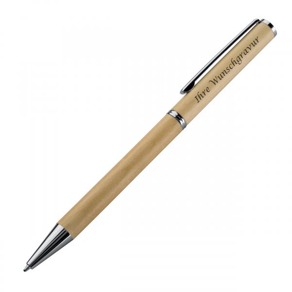 Klassischer Holz Kugelschreiber mit Gravur / aus Ahorn