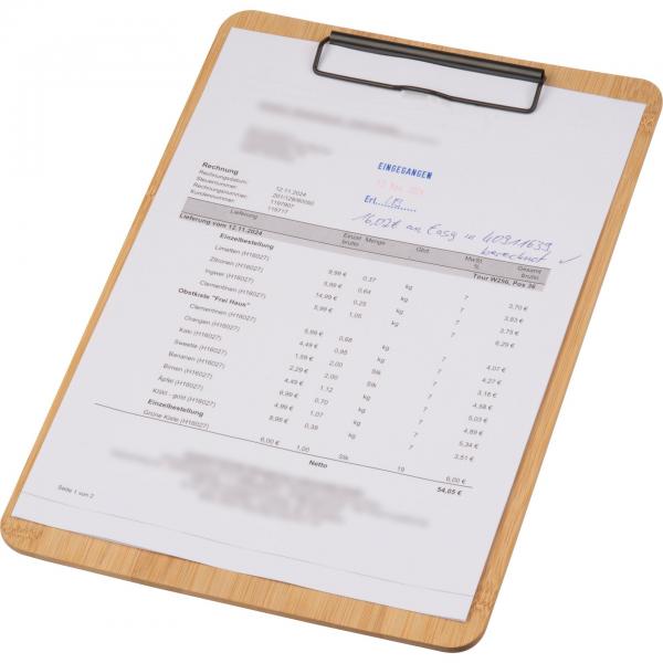 Klemmbrett mit Gravur / aus Bambus / DIN A4