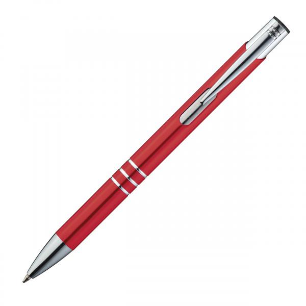 Kugelschreiber aus Metall / Schreibfarbe = Kugelschreiberfarbe / Farbe: rot