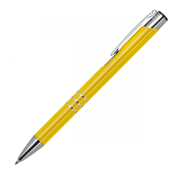 Kugelschreiber aus Metall / vollfarbig lackiert / Farbe: gelb (matt)