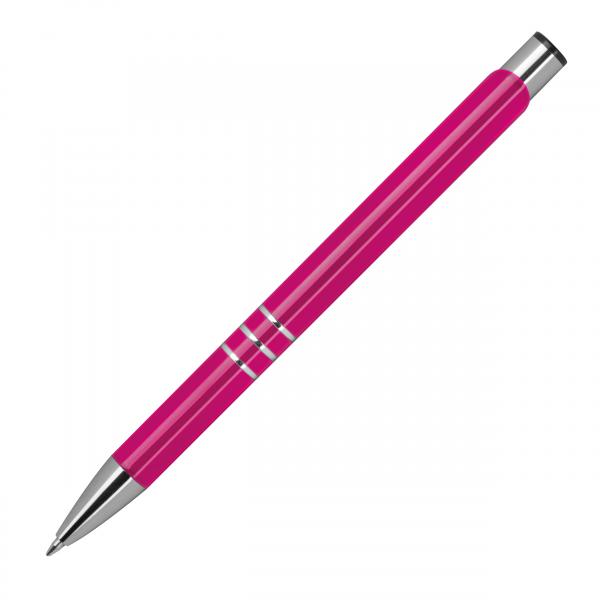 Kugelschreiber aus Metall / vollfarbig lackiert / Farbe: pink (matt)