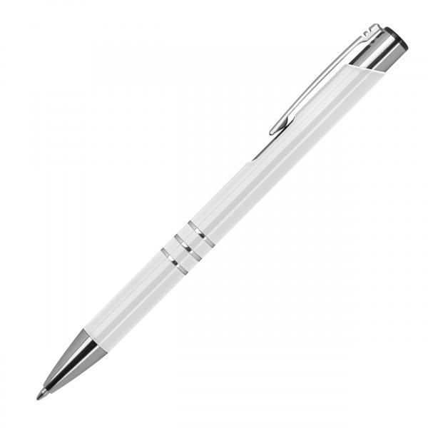 Kugelschreiber aus Metall / vollfarbig lackiert / Farbe: weiß (matt)