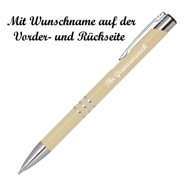 Kugelschreiber aus Metall mit beidseitige Namensgravur - Farbe: elfenbein
