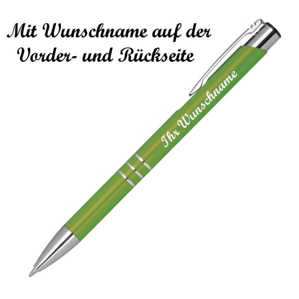 Kugelschreiber aus Metall mit beidseitige Namensgravur - Farbe: hellgrün