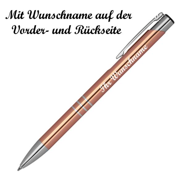 Kugelschreiber aus Metall mit beidseitige Namensgravur - Farbe: roségold
