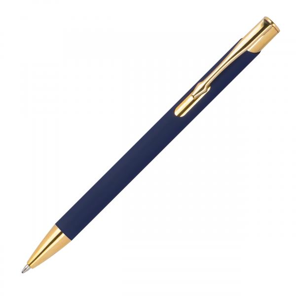 Kugelschreiber aus Metall mit Gravur / goldene Applikationen /Farbe: dunkelblau