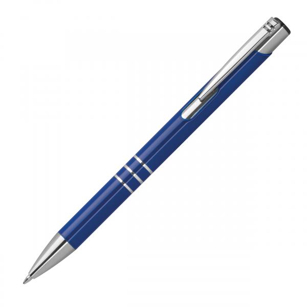 Kugelschreiber aus Metall mit Gravur / vollfarbig lackiert / Farbe: blau (matt)
