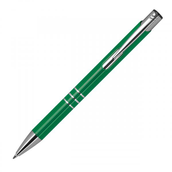 Kugelschreiber aus Metall mit Gravur / vollfarbig lackiert / Farbe: grün (matt)