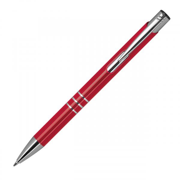 Kugelschreiber aus Metall mit Gravur / vollfarbig lackiert / Farbe: rot (matt)
