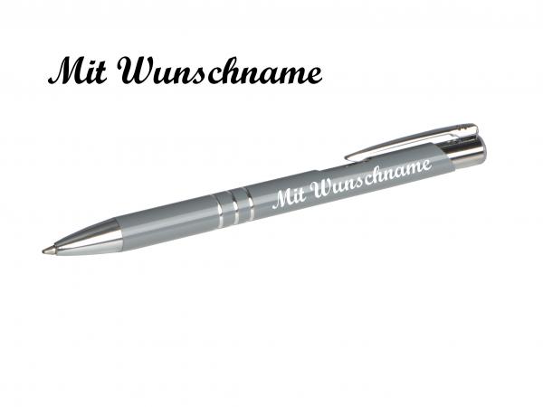 Kugelschreiber aus Metall mit Namensgravur - Farbe: grau