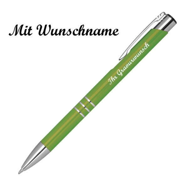 Kugelschreiber aus Metall mit Namensgravur - Farbe: hellgrün