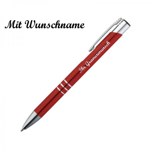 Kugelschreiber aus Metall mit Namensgravur - Farbe: rot