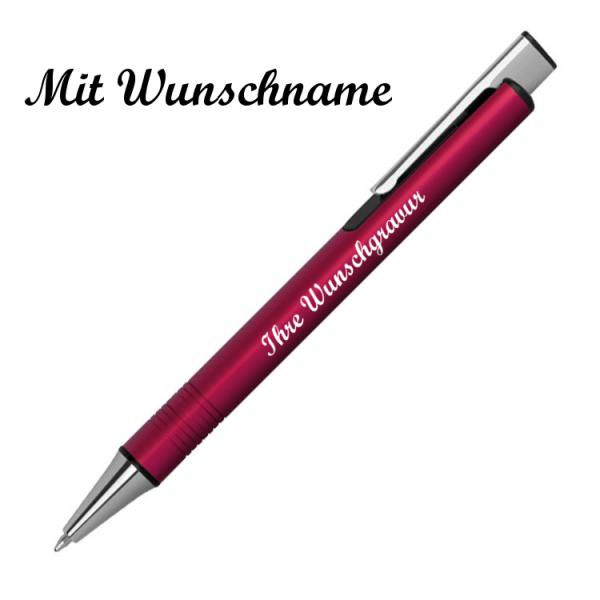 Kugelschreiber aus Metall mit Namensgravur - mit extravagantem Clip - Farbe: rot