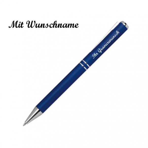 Kugelschreiber aus Metall mit Namensgravur - mit speziellem Clip - Farbe: blau