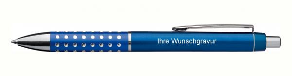 Kugelschreiber mit Gravur / "Glitzer" / Farbe: blau