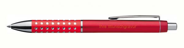 Kugelschreiber mit Gravur / "Glitzer" / Farbe: rot