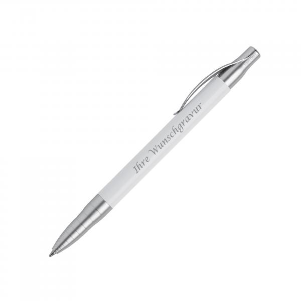 Kugelschreiber mit Gravur / aus Metall / Farbe: weiß