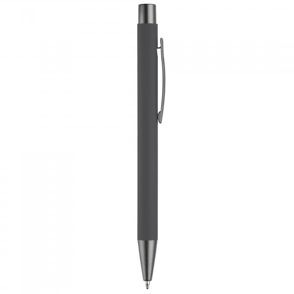 Kugelschreiber mit Gravur / aus Metall / mit Soft-Touch / Farbe: grau