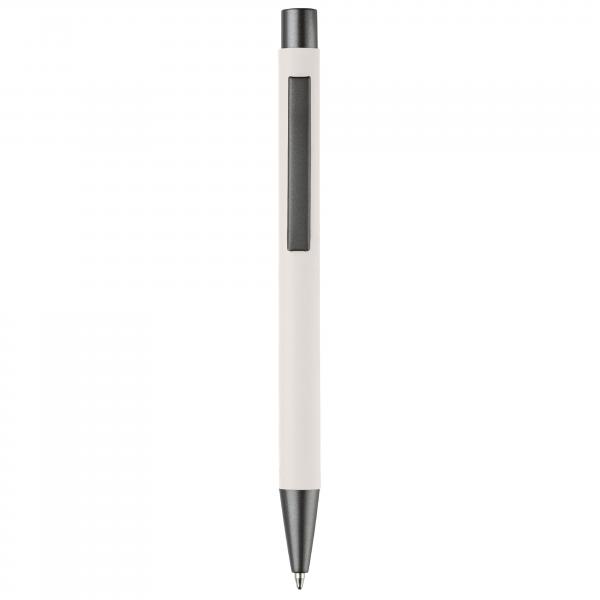 Kugelschreiber mit Gravur / aus Metall / mit Soft-Touch / Farbe: weiß
