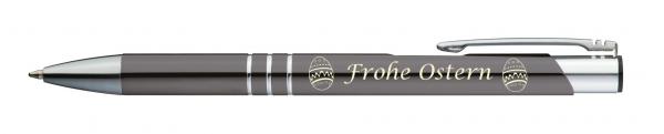 Kugelschreiber mit Gravur "Frohe Ostern" / aus Metall / Farbe: anthrazit