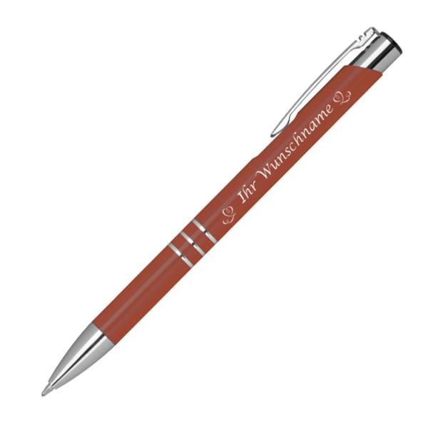 Kugelschreiber mit Gravur "Herzen" / aus Metall / Farbe: kupfer