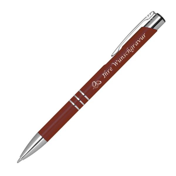 Kugelschreiber mit Gravur "Hochzeit" / aus Metall / Farbe: bordeaux