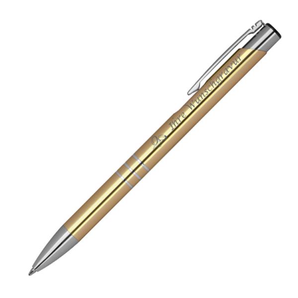 Kugelschreiber mit Gravur "Hochzeit" / aus Metall / Farbe: gold
