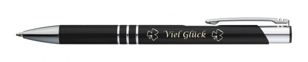Kugelschreiber mit Gravur "Viel Glück" / aus Metall / Farbe: schwarz
