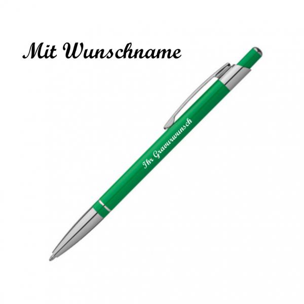 Kugelschreiber mit Namensgravur - aus Metall - slimline - Farbe: grün