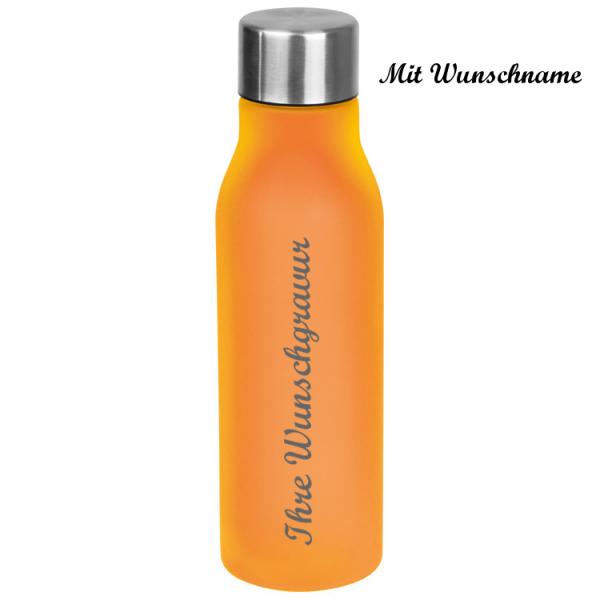 Kunststoff Trinkflasche mit Namensgravur - 0,55l - Farbe: orange