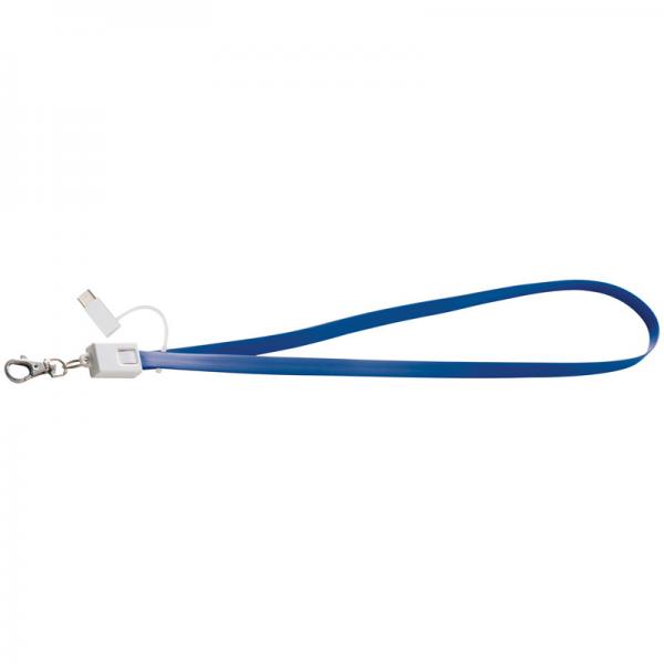 Ladekabel mit 4 verschiedene Anschlüssen / ideal zum Umhängen / Farbe: blau