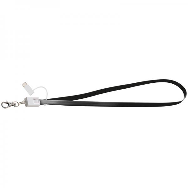 Ladekabel mit 4 verschiedene Anschlüssen / ideal zum Umhängen / Farbe: schwarz