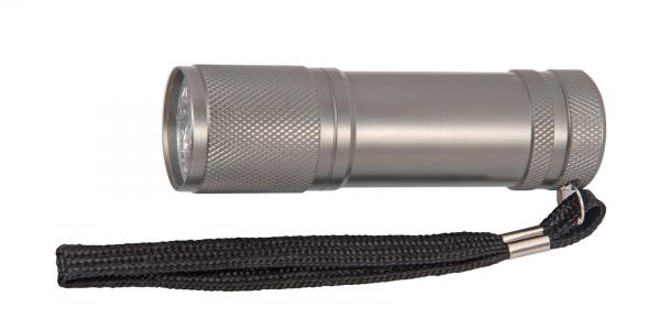 LED Taschenlampe / aus Metall / mit 9 LED's / Farbe: anthrazit