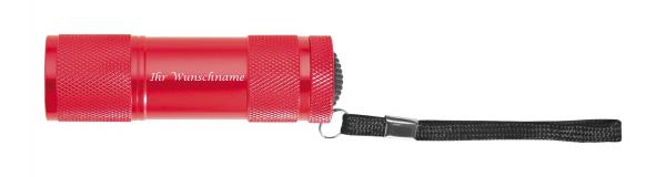 LED Taschenlampe mit Gravur / mit 9 LED / aus Aluminium / Farbe: rot